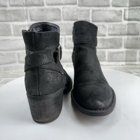 Born Jorgette Suede Black Leather Women's Size 9.5 Buckle Western Ankle Boots - Picture 5 of 14